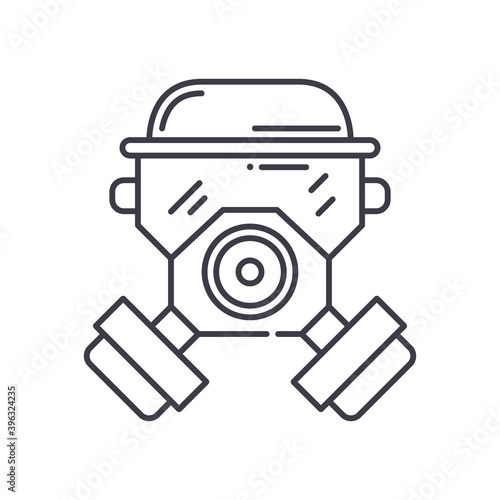 Industrial mask icon, linear isolated illustration, thin line vector, web design sign, outline concept symbol with editable stroke on white background.