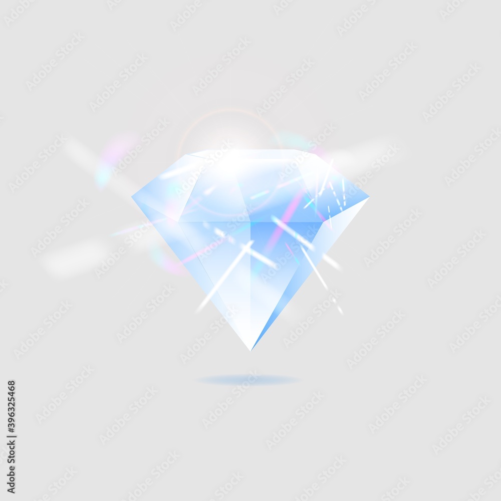 Obraz premium Diamond isolated on white vector illustration