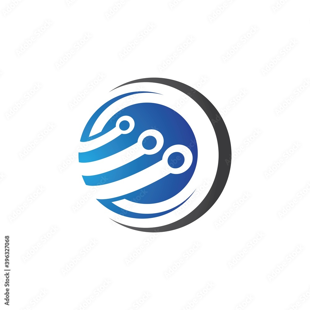 Obraz premium Global logo tech vector icon illustration