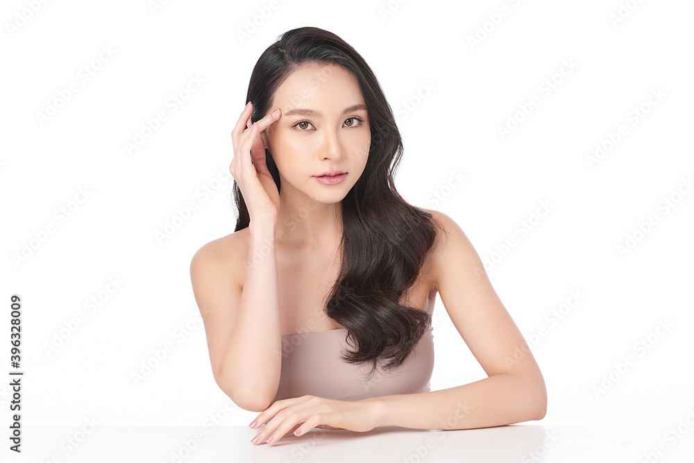 Beautiful young asian woman with clean fresh skin on white background, Face care, Facial treatment, Cosmetology, beauty and spa, Asian women portrait Beautiful young asian woman with clean fresh skin on white background, Face care, Facial treatment, Cosmetology, beauty and spa, Asian women portrait