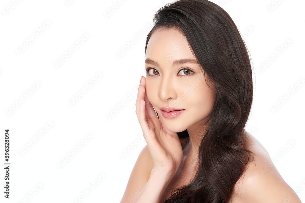 Beautiful young asian woman with clean fresh skin on white background, Face care, Facial treatment, Cosmetology, beauty and spa, Asian women portrait Beautiful young asian woman with clean fresh skin on white background, Face care, Facial treatment, Cosmetology, beauty and spa, Asian women portrait