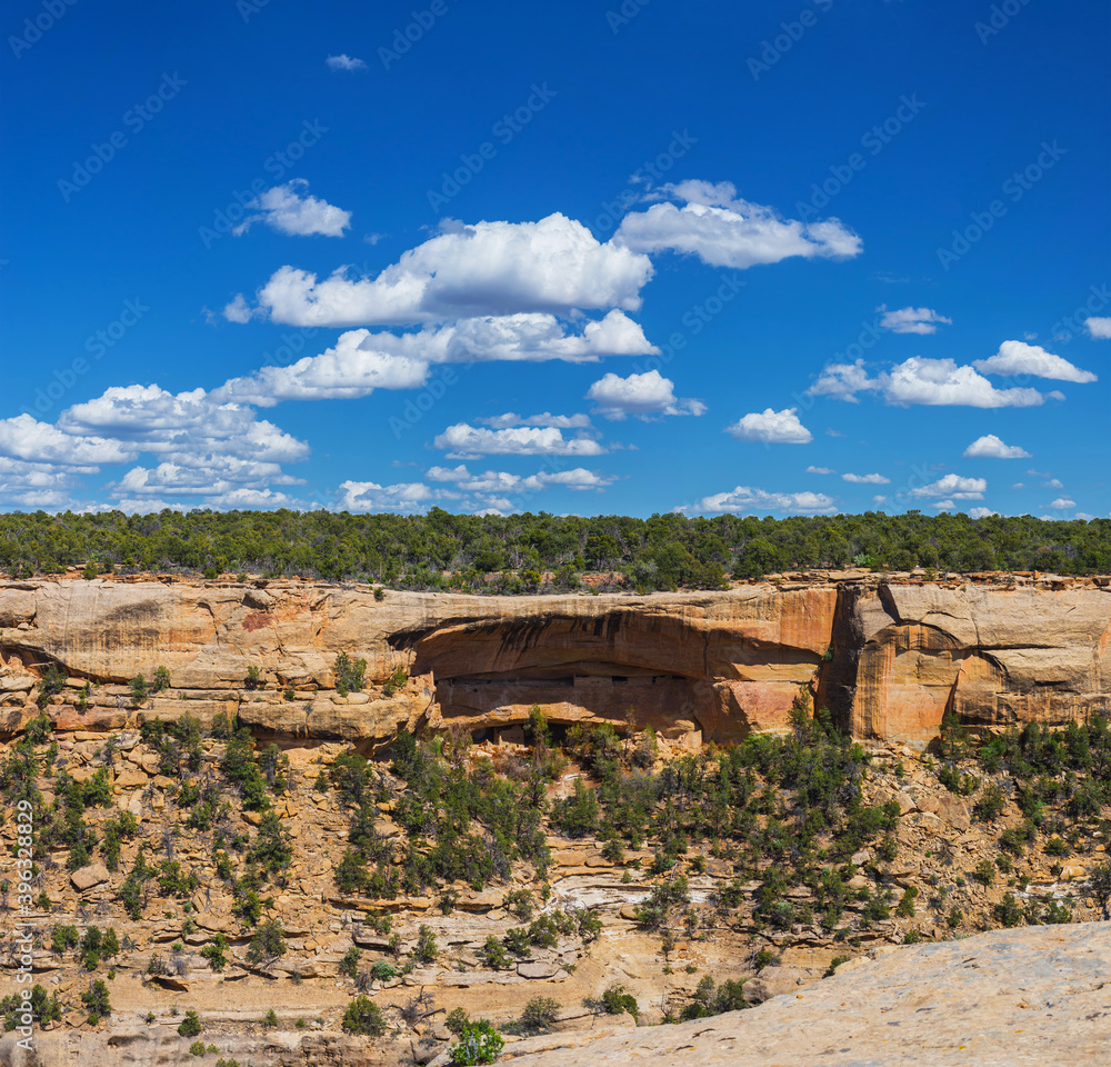 Sheer canyon slope in Mesa Verde National Park.