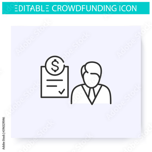 Accredited investor line icon. Individual or a business entity. Funding and investment concept. Projects, business, ideas financing and capital raising. Isolated vector illustration. Editable stroke 