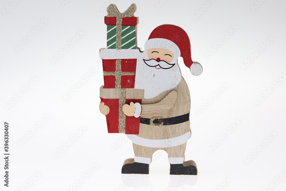 Święty Mikołaj z prezentami - obrazy, fototapety, plakaty 