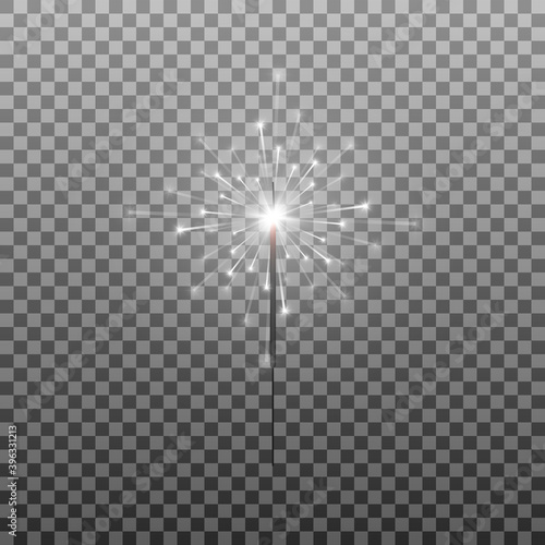 Vector sparkler. Burning PNG lights, sparks, fireworks. Christmas lights.