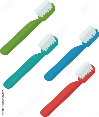 Vector illustration of toothbrush emoticons of different colors