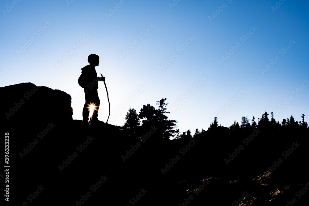 Fototapeta premium the top success, happiness and pride of the mountaineer