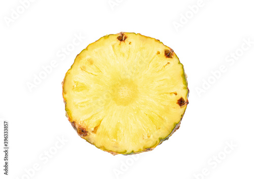 Slice of fresh pineapple isolated on white