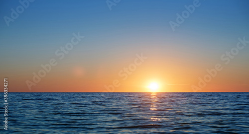 Sunset over the blue sea horizon nature landscape