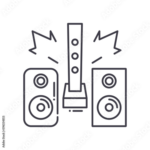 Hi fi audio system icon, linear isolated illustration, thin line vector, web design sign, outline concept symbol with editable stroke on white background.
