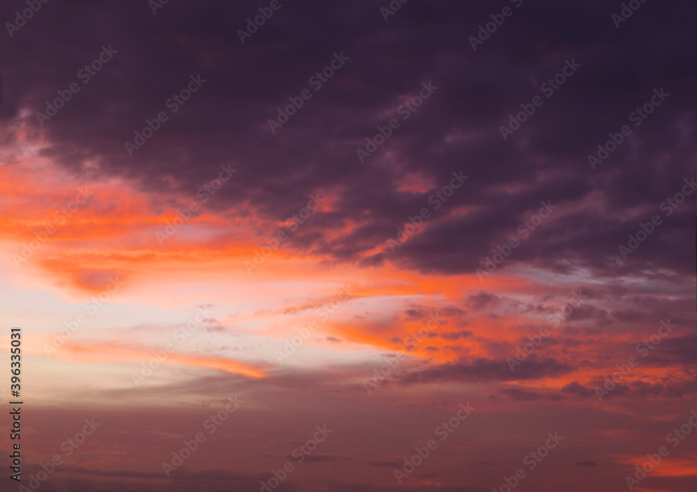 Evening clouds as background, sunset sky	