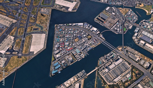 Photography Japan, the coast of the capital Tokyo, infrastructure, residential buildings, br