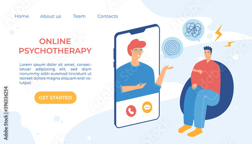 Online psychotherapy concept. Psychological counseling. Vector illustration.
