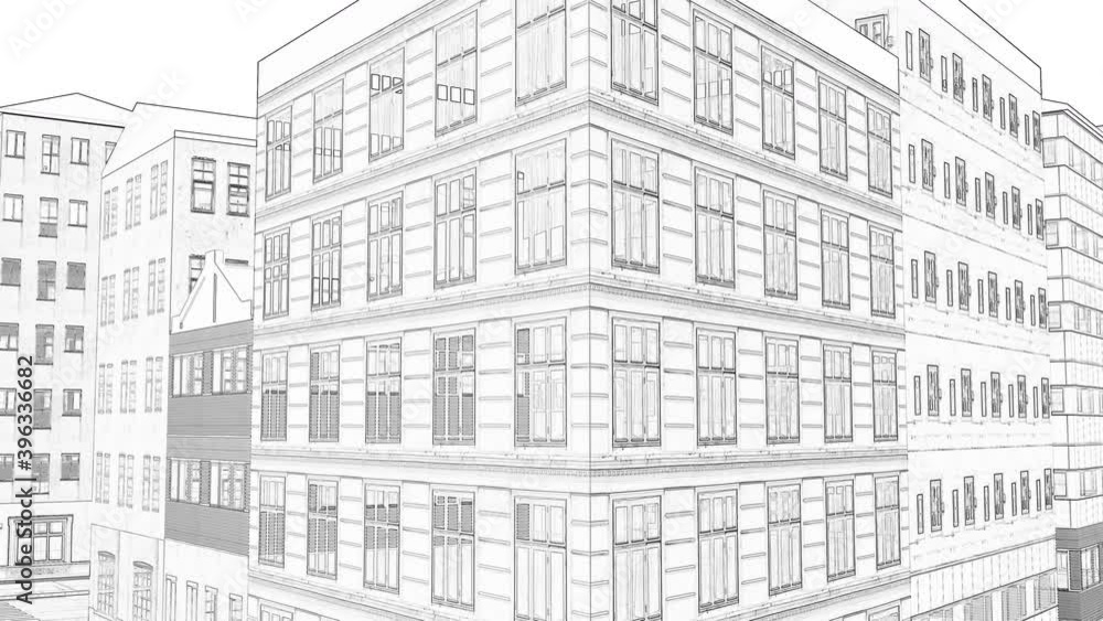 Modern drawing of buildings city 3d town 4k Modern drawing of buildings city 3d town 4k
