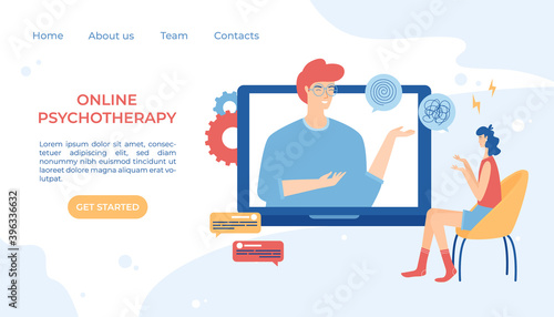 Online psychotherapy concept. Psychological counseling. Vector illustration.