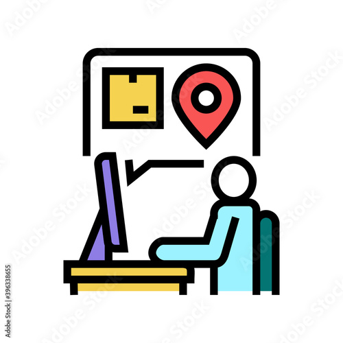 manager checking order location color icon vector. manager checking order location sign. isolated symbol illustration