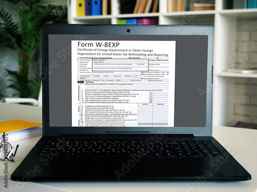  Financial concept meaning  Form W-8EXP Certificate of Foreign Government or Other Foreign Organization for United States Tax Withholding and Reporting  with phrase on the page.