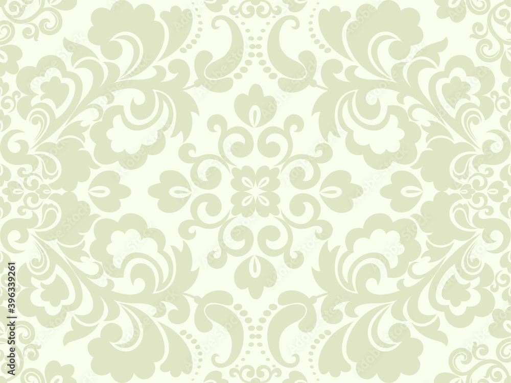 Seamless light background with beige pattern in baroque style. Vector retro illustration. Ideal for printing on fabric or paper for wallpapers, textile, wrapping. Seamless light background with beige pattern in baroque style. Vector retro illustration. Ideal for printing on fabric or paper for wallpapers, textile, wrapping.