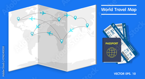 World Map Earth With Pins Travel Concept. Location, graphic. Vector Illustration.