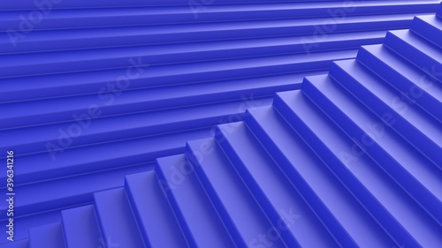 3d render abstraction blue stairs illusion