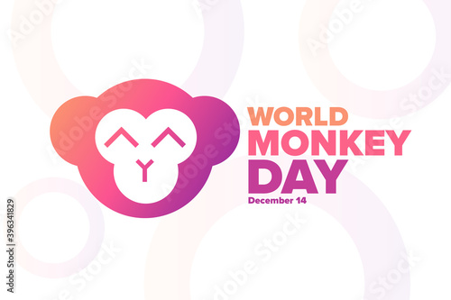 World International Monkey Day. December 14. Holiday concept. Template for background, banner, card, poster with text inscription. Vector EPS10 illustration.