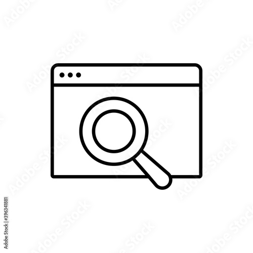 Search Engine Vector Icon. Searching results icon. Search Browser symbol. Element of SEO and development icon with name for mobile concept and web apps. Magnifier sign. Vector illustration