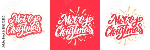 Merry Christmas. Vector lettering greeting card.