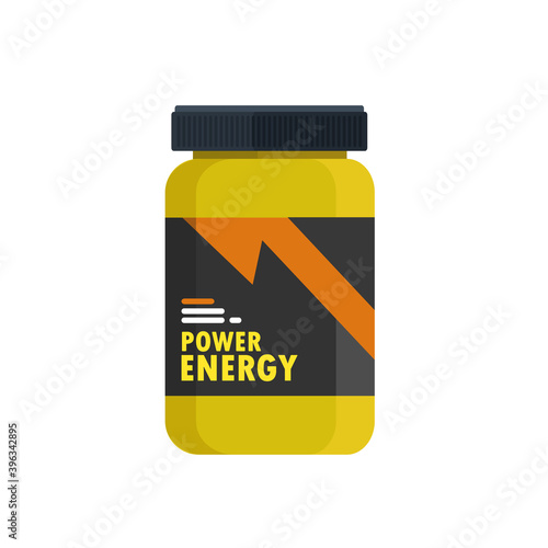 Protein containers isolated on white background. Sport food supplements concept. Supplements for muscle growth. Vector stock

