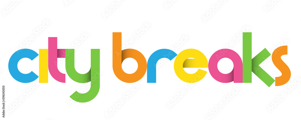 CITY BREAKS colorful vector typography banner