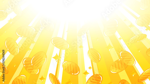 小判の降る背景イラスト_集中線_16:9