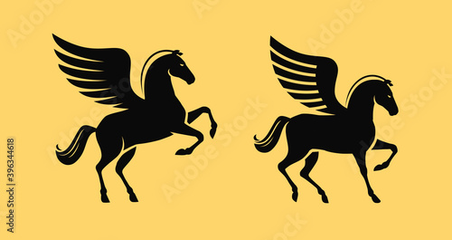 Obraz na płótnie Winged horse symbol. Pegasus vector illustration