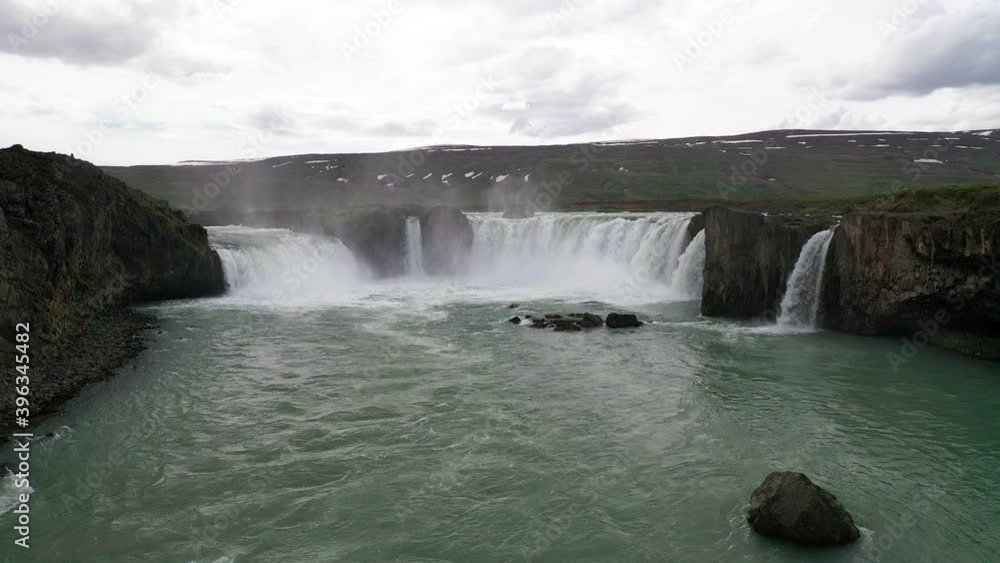 Flying towards breathtaking Godafoss waterfall - North Iceland - Diamond Cirlcle - Aerial 4k Flying towards breathtaking Godafoss waterfall - North Iceland - Diamond Cirlcle - Aerial 4k