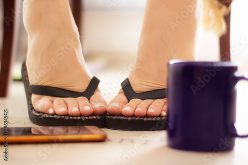 feet and a cup of coffee