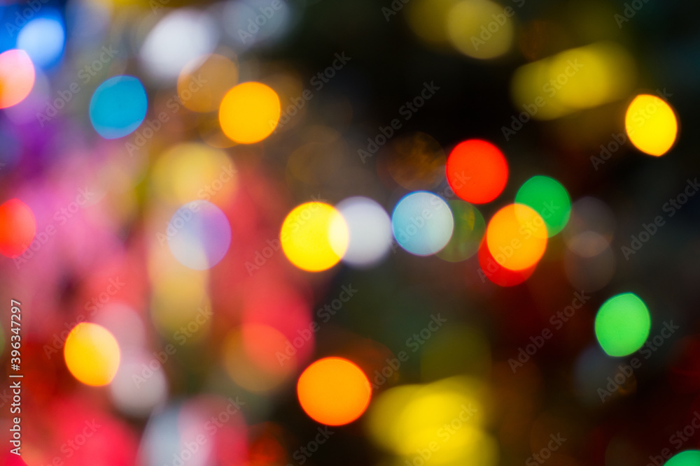 Fototapeta premium Blur - abstract bokeh circle string lights for background wallpaper