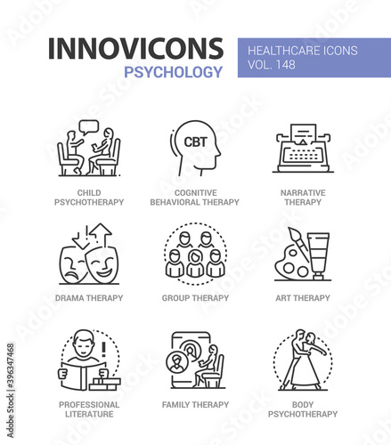 Psychology concept - line design style icons set