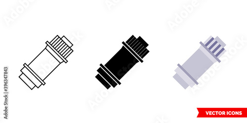 Bicycle rear hub icon of 3 types color, black and white, outline. Isolated vector sign symbol.
