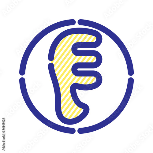 Decorative icon of baby comb on a white background.