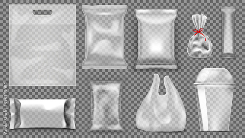 Big Set Of Transparent Empty Plastic Packaging