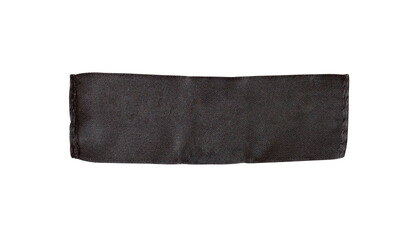 Black blank clothing tag label isolated on white background