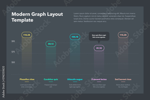 Modern graph layout template with place for your content - dark version. Flat design, easy to use for your website or presentation.