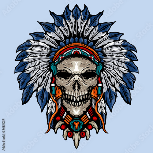 Skull costume indian decoration illustration