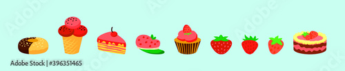 set of shortcake cartoon icon design template with various models. vector illustration isolated on blue background