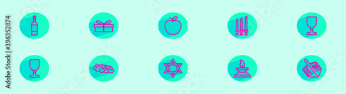 set of shabbat cartoon icon design template with various models. vector illustration isolated on blue background