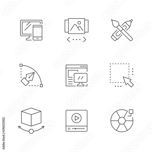 Set line icons of web design