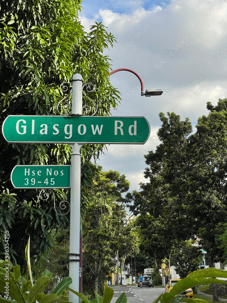 Fototapeta premium road sign in a private housing area in Singapore