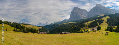 Autumn landscape in the Dolomite Alps on a sunny day