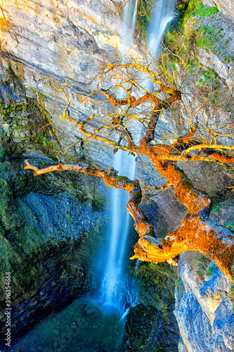 Waterfall Gujuli (or Goiuri) is a vertical leap of more than 100 m hig photo