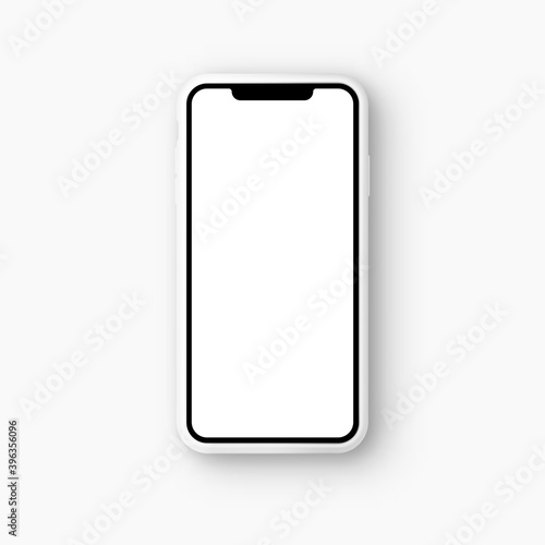 Vector mobile device.White smartphone mockup. Cellphone frame with blank display isolated templates.