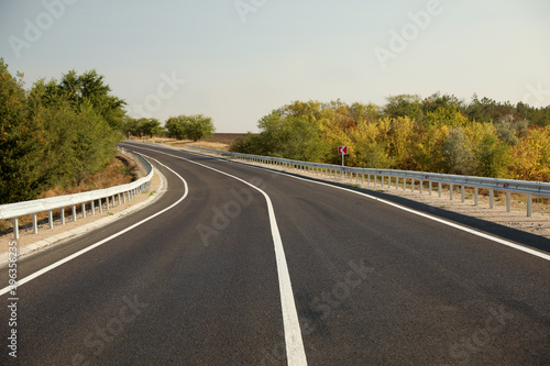 Beautiful view of empty asphalt highway. Road trip © New Africa