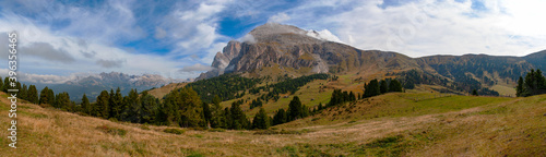 Autumn landscape in the Dolomite Alps on a sunny day